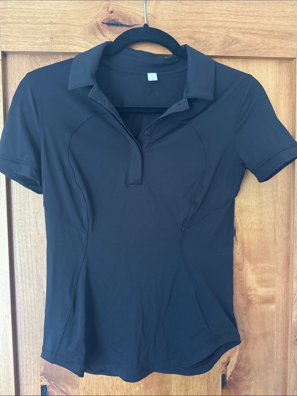 Lululemon Black Short Sleeve Polo Tennis Golf Top Size 2